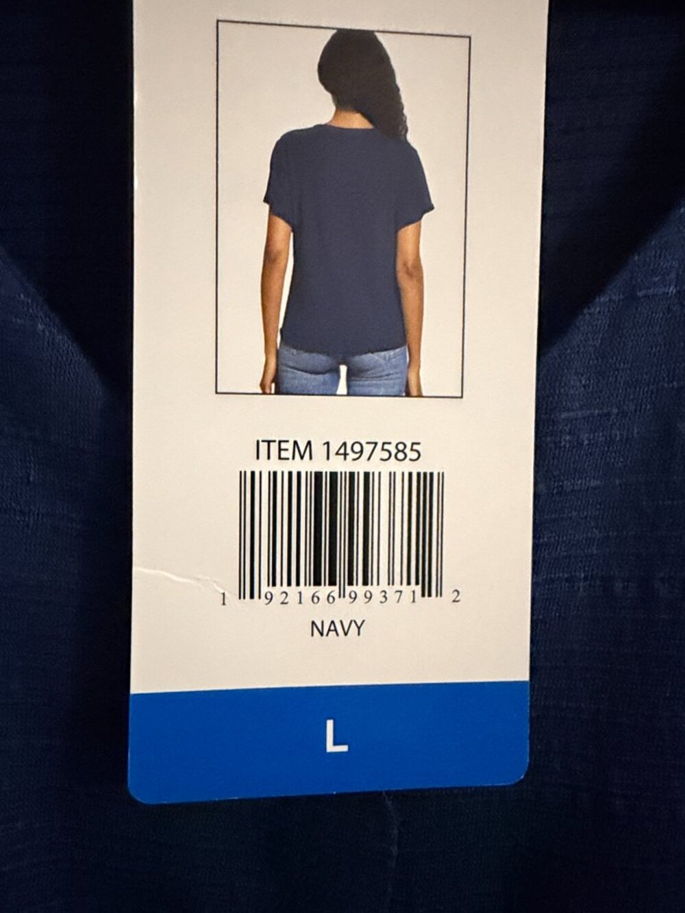 NWT Weatherproof Navy Blue Tie-Front Button Down Blouse - L - Picture 5 of 6